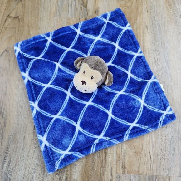 🩵NWOT Hudson Baby Blue & Brown Monkey Plush Animal Security Blanket - Picture 3 of 9
